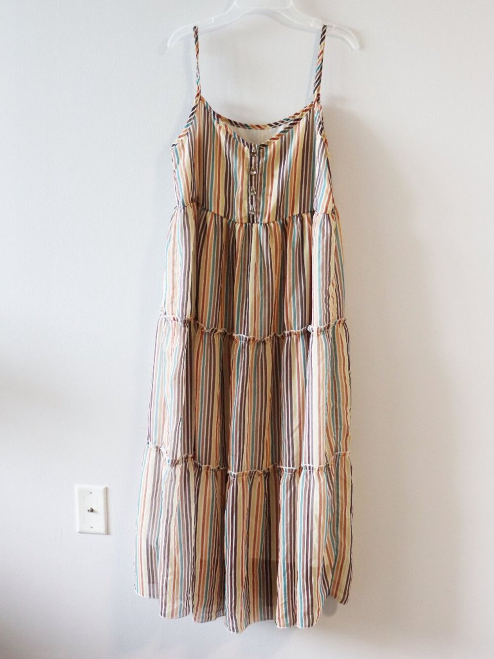 A-Line Rainbow Vertical Stripe Summer Dress Size Medium